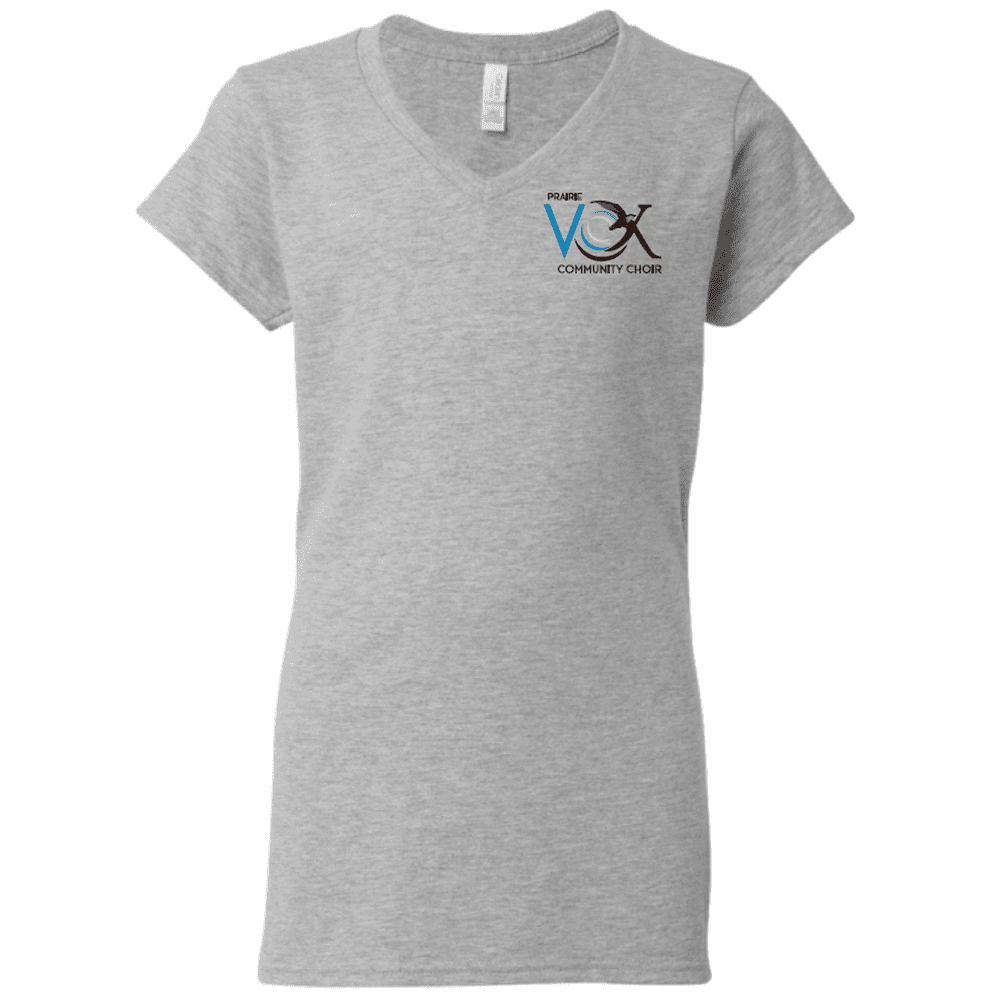 G64V00L Gildan Women's Soft Style V-Neck T-Shirt - Sport Grey